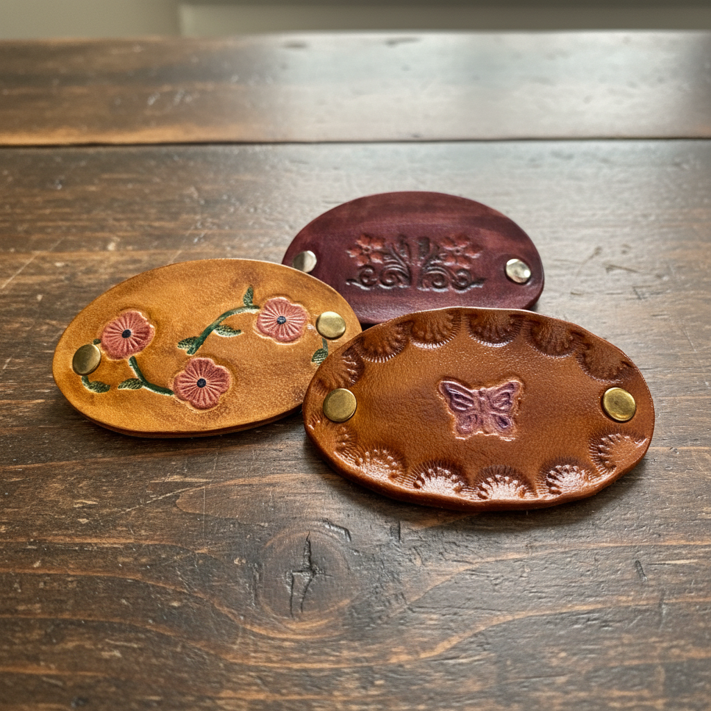 Leather hair clips