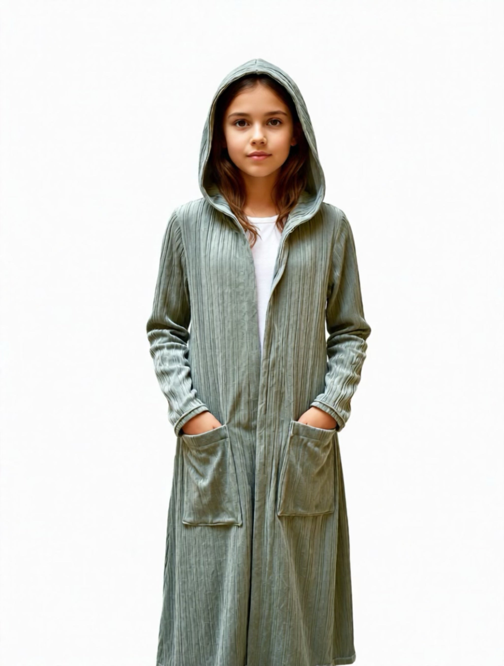 Hooded Cardigan Sage