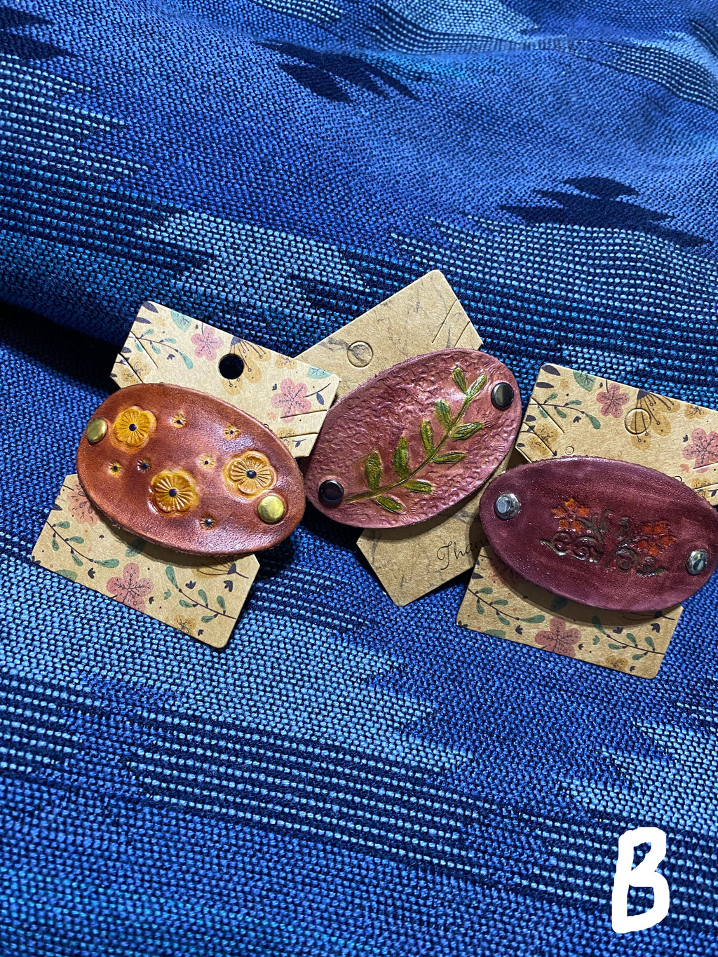 Leather hair clips