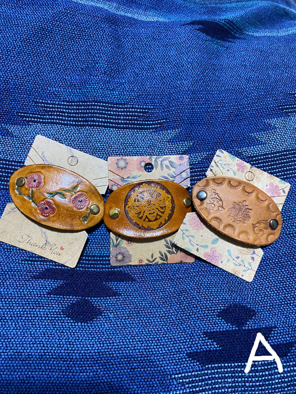 Leather hair clips