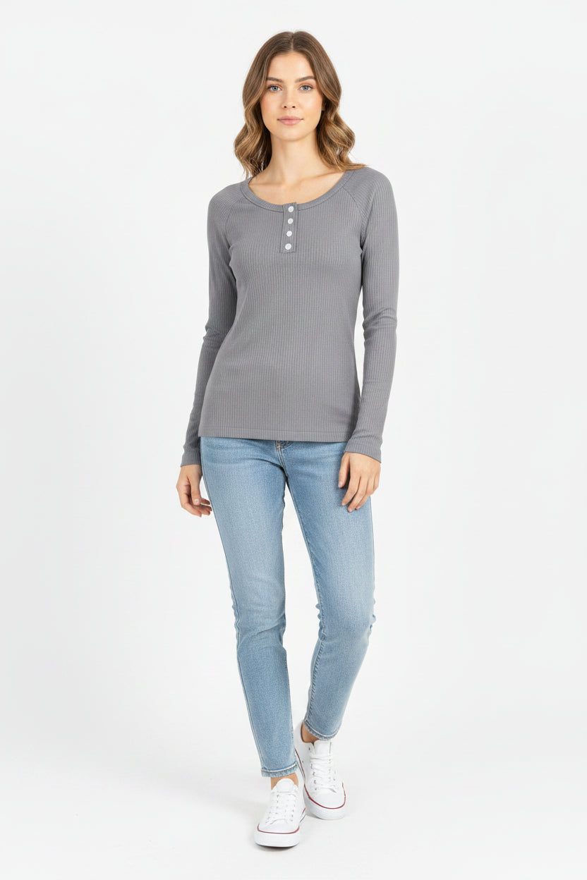 OQQ Henley Style Shirt
