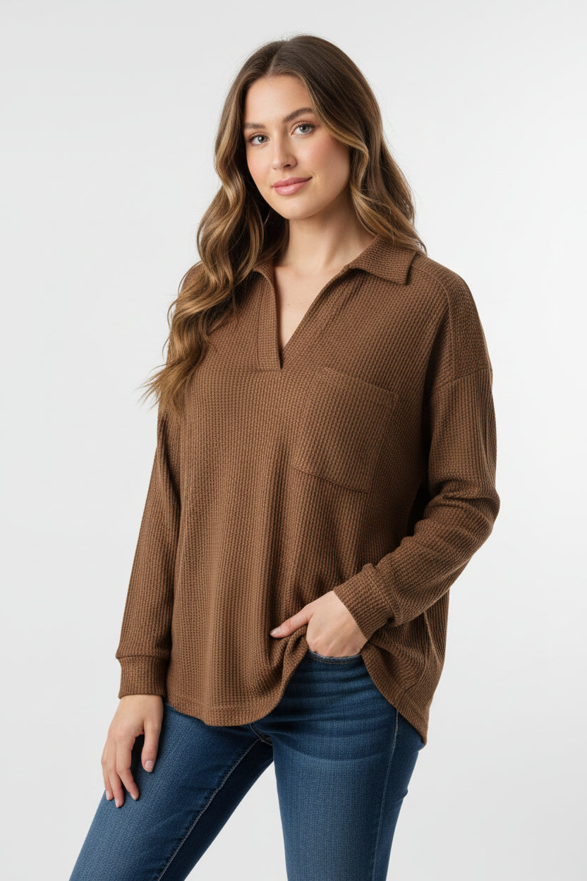 Bloom Chic Lightweight Waffle‑Knit Top