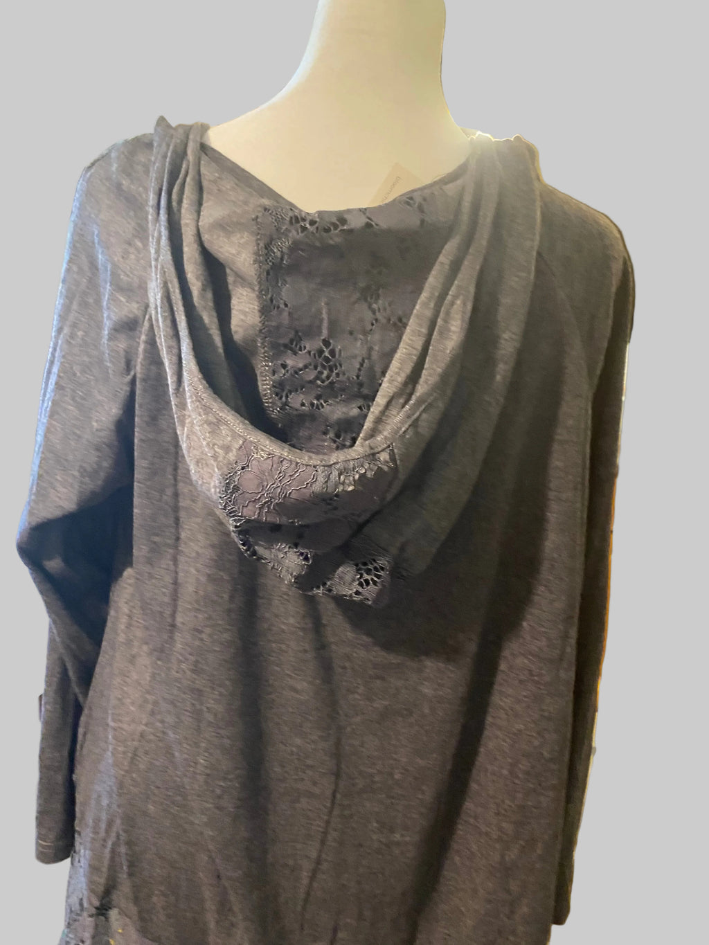 Bloom Chic - Lace Trim Hooded Soft Knit Top