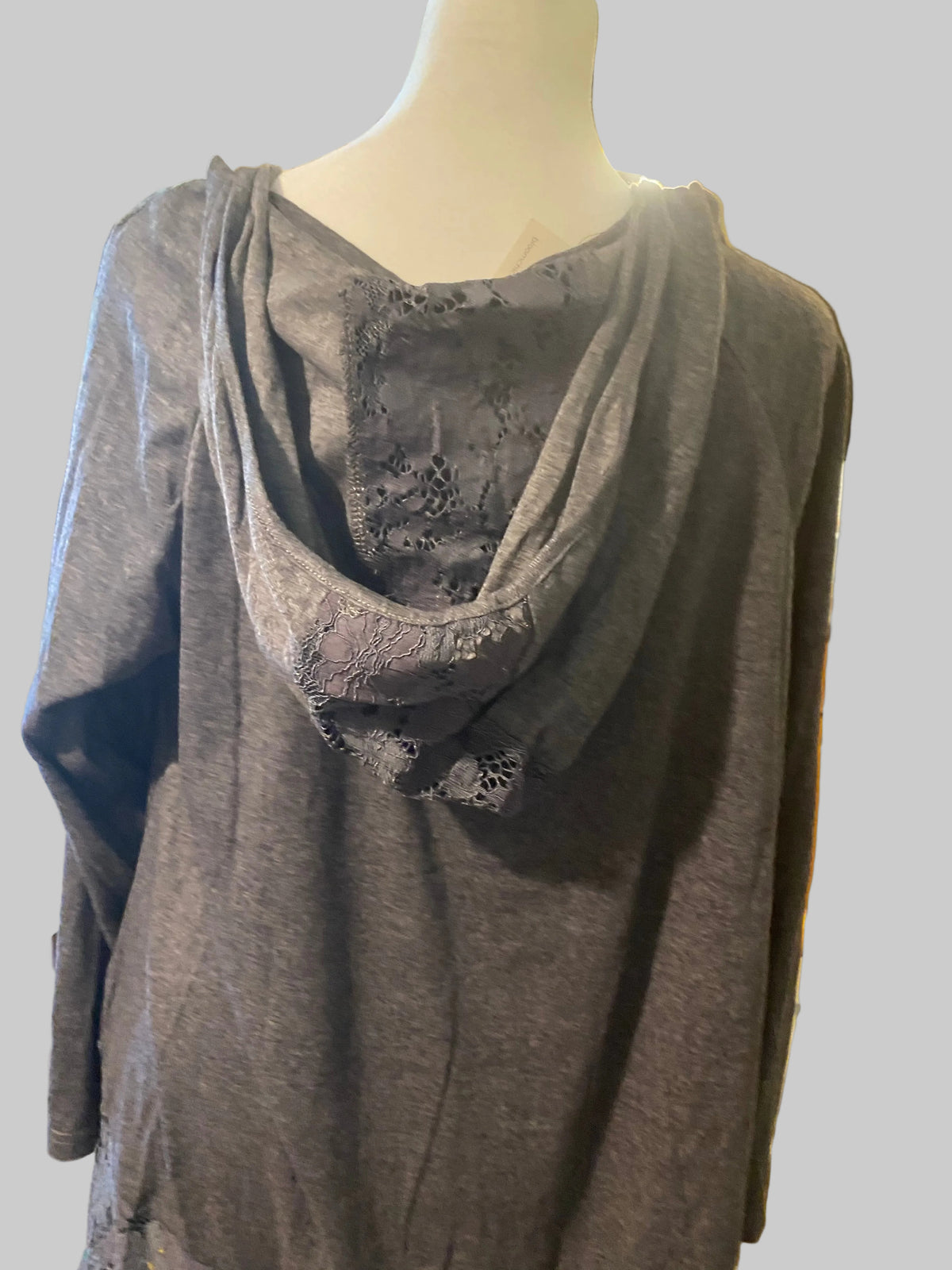Bloom Chic - Lace Trim Hooded Soft Knit Top
